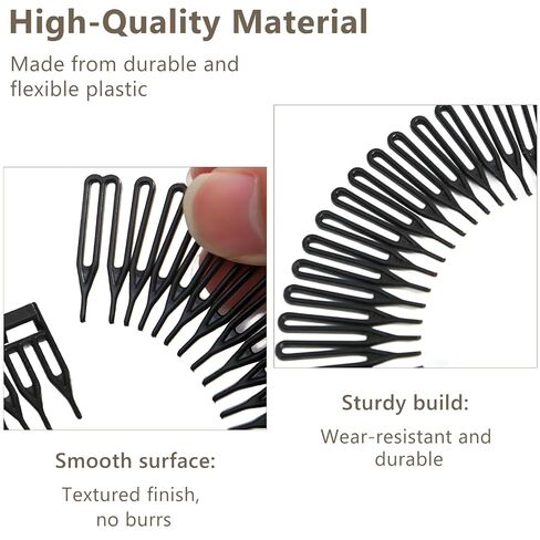 Women's Classic Nylon Flexible Comb Headband with Tooth for All Hair Types, Stylish and Easy-to-Use (Brown+Black) in Saudi Arabia