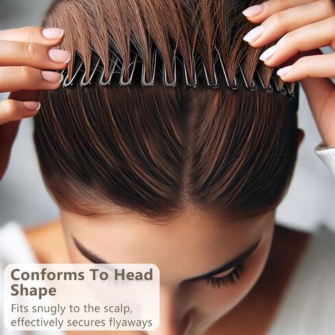 Women's Classic Nylon Flexible Comb Headband with Tooth for All Hair Types, Stylish and Easy-to-Use (Brown+Black) in Saudi Arabia