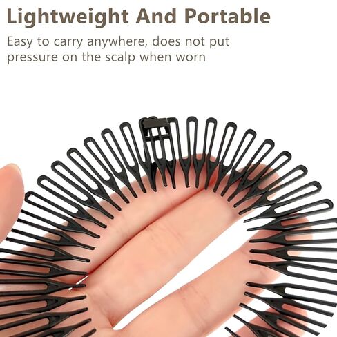 Women's Classic Nylon Flexible Comb Headband with Tooth for All Hair Types, Stylish and Easy-to-Use (Brown+Black) in Saudi Arabia