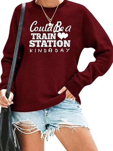 Western Sweatshirts for Women Could Be A Train Station Kinda Day Shirt Funny Cowgirl Pullovers Country Sweatshirt in Saudi Arabia