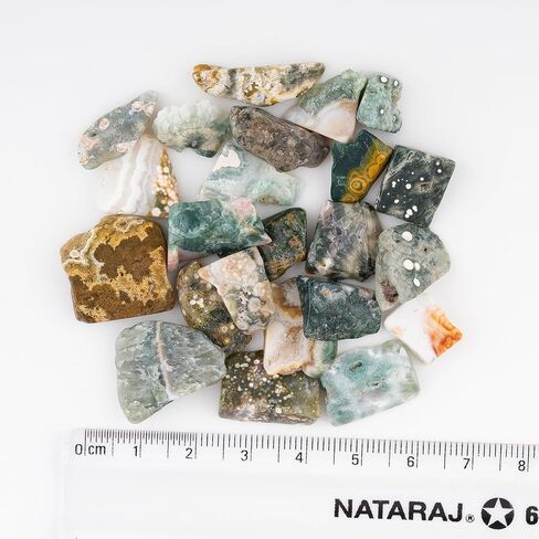 10pcs, 50 carats Natural Ocean Jasper Stone, Raw Crystals, Jewelry Making Rough Supply, Wholesale Bulk Gemstones, for DIY & Crafts, Tumbling, Cutting, Polishing (8 to 15 mm Size) in Kuwait