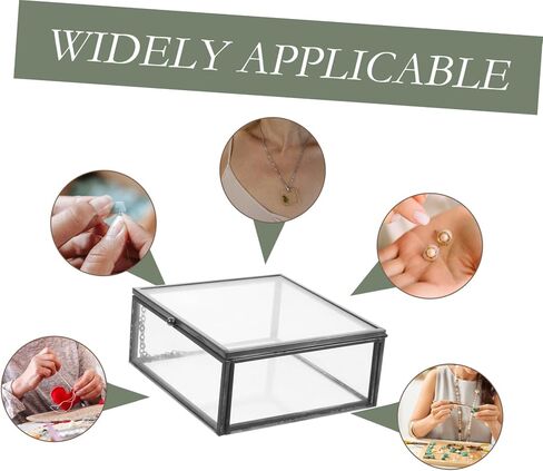 Cabilock Glass Jewelry Case Lid Trinket Box Small Storage Case Ring Holder Home Office Supplies Black in Saudi Arabia