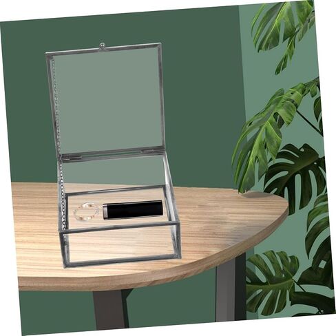 Cabilock Glass Jewelry Case Lid Trinket Box Small Storage Case Ring Holder Home Office Supplies Black in Saudi Arabia