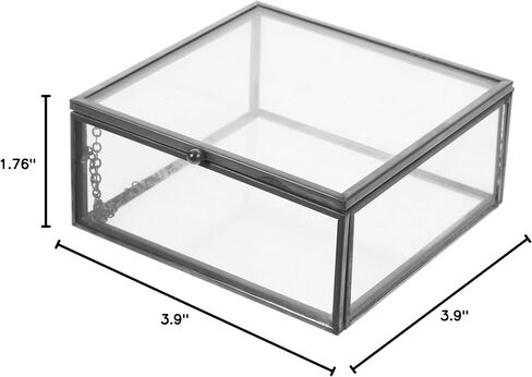 Cabilock Glass Jewelry Case Lid Trinket Box Small Storage Case Ring Holder Home Office Supplies Black in Saudi Arabia