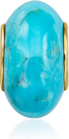 Ross-Simons 12x6mm Turquoise Bead Charm in 18kt Gold Over Sterling in Saudi Arabia