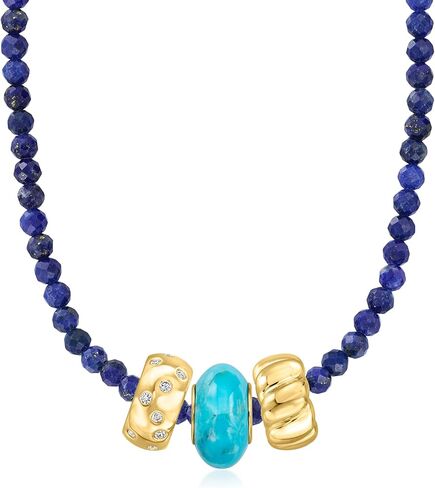 Ross-Simons 12x6mm Turquoise Bead Charm in 18kt Gold Over Sterling in Saudi Arabia