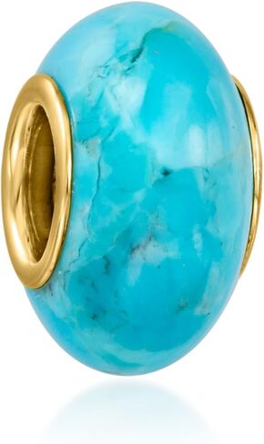 Ross-Simons 12x6mm Turquoise Bead Charm in 18kt Gold Over Sterling in Saudi Arabia