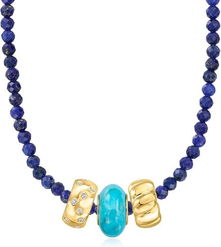 Ross-Simons 12x6mm Turquoise Bead Charm in 18kt Gold Over Sterling in Saudi Arabia