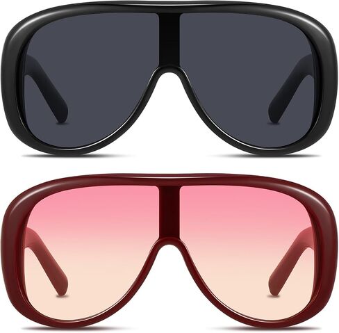 GRFISIA Trendy Oversized Shield Sunglasses for Women Men Retro Thick Aviator Shades Fashion Sunnies for Driving Travel UV400 in Kuwait