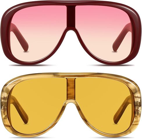 GRFISIA Trendy Oversized Shield Sunglasses for Women Men Retro Thick Aviator Shades Fashion Sunnies for Driving Travel UV400 in Kuwait
