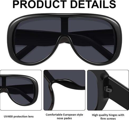 GRFISIA Trendy Oversized Shield Sunglasses for Women Men Retro Thick Aviator Shades Fashion Sunnies for Driving Travel UV400 in Kuwait