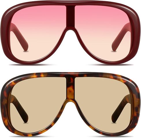 GRFISIA Trendy Oversized Shield Sunglasses for Women Men Retro Thick Aviator Shades Fashion Sunnies for Driving Travel UV400 in Kuwait