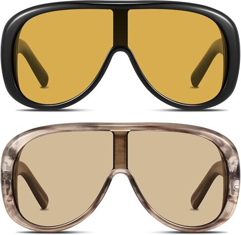 GRFISIA Trendy Oversized Shield Sunglasses for Women Men Retro Thick Aviator Shades Fashion Sunnies for Driving Travel UV400 in Kuwait