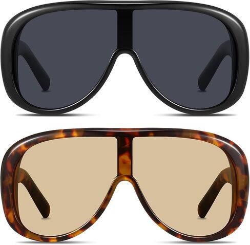 GRFISIA Trendy Oversized Shield Sunglasses for Women Men Retro Thick Aviator Shades Fashion Sunnies for Driving Travel UV400 in Kuwait