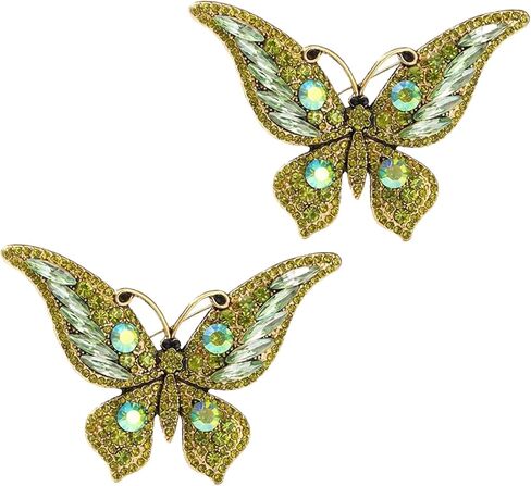 2 Pcs Crystal Butterfly Brooch - Elegant Butterfly Lapel Pins for Women, Exquisite Crystal Animal Shape Brooch Pin, Decorative Dress Accessories Jewelry for Formal and Daily Wear in Saudi Arabia