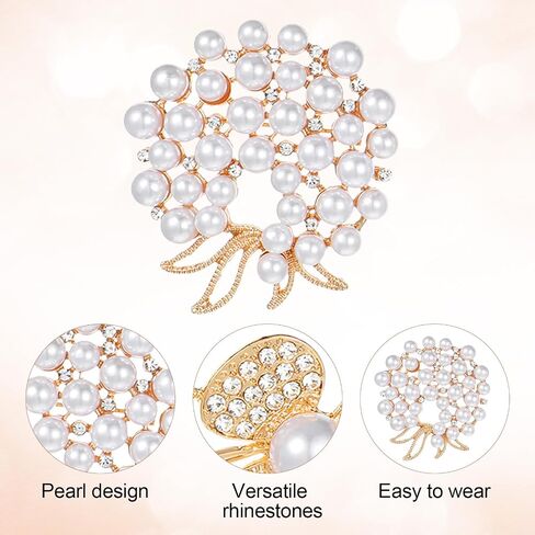 4 PCS Brooch Pins for Women, Pearl Brooches Floral and Butterfly Rhinestone Brooch Pins Elegant Stylish Wedding Party Dress Hat Clothing Accessory Jewelry Crystal Pins in Saudi Arabia
