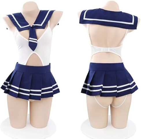 SNOMYRS Sexy Women Outfit Set Lingerie Japanese Underwear Uniform Anime Cosplay Roleplay Sailor Costume with Stockings in Kuwait