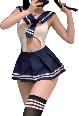 SNOMYRS Sexy Women Outfit Set Lingerie Japanese Underwear Uniform Anime Cosplay Roleplay Sailor Costume with Stockings in Kuwait