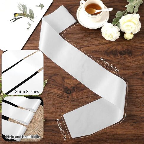 50 Pack Individually Wrapped White Satin Sashes Bulk, 31.5" x 3.7" Plain Blank Sashes for DIY Pageants, Senior 2026, Birthday, Wedding, Sublimation Blanks & Party Decorations in Saudi Arabia