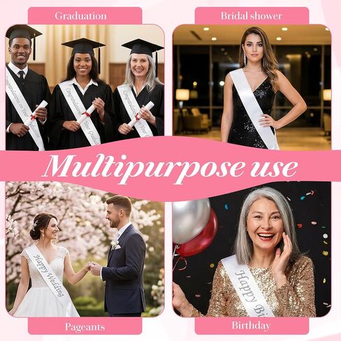 50 Pack Individually Wrapped White Satin Sashes Bulk, 31.5" x 3.7" Plain Blank Sashes for DIY Pageants, Senior 2026, Birthday, Wedding, Sublimation Blanks & Party Decorations in Saudi Arabia
