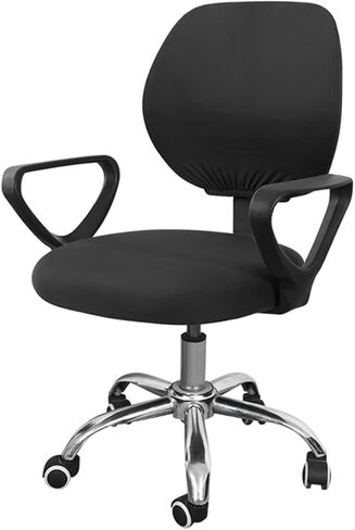 Split Elastic Office Chair Cover Solid Computer Chair Cover Spandex Rotating Dinning Chair Protector Covers Stretch Armchair Seat Case 2 Pieces Removable and Washable (Color : A) in Kuwait