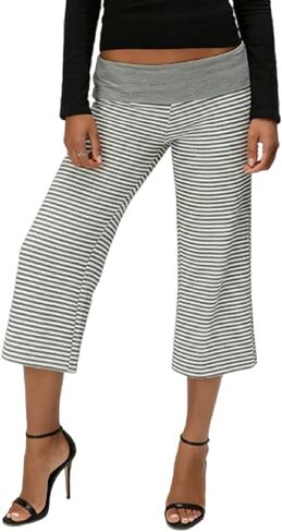 ROAONOCOMO Women Fold Over Lounge Gaucho Pants Low Rise Wide Leg Cropped Capri Pants Comfy Flared Yoga Culotte Bottom in Saudi Arabia