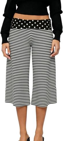 ROAONOCOMO Women Fold Over Lounge Gaucho Pants Low Rise Wide Leg Cropped Capri Pants Comfy Flared Yoga Culotte Bottom in Saudi Arabia