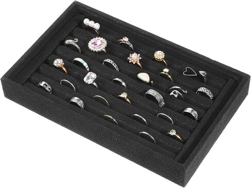Ring Organizer Tray, Black Velvet Jewelry Display 7 Slots Ring Organizer Rings Board for Earring Stud Jewelrys Store Selling or Home Show Storage in Saudi Arabia