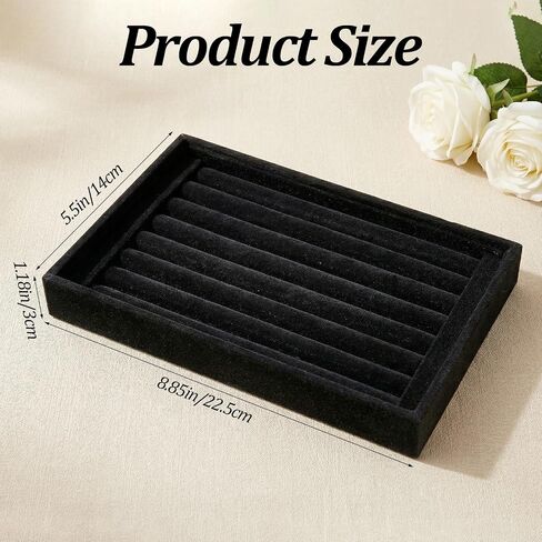 Ring Organizer Tray, Black Velvet Jewelry Display 7 Slots Ring Organizer Rings Board for Earring Stud Jewelrys Store Selling or Home Show Storage in Saudi Arabia
