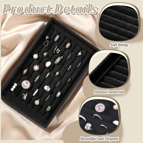 Ring Organizer Tray, Black Velvet Jewelry Display 7 Slots Ring Organizer Rings Board for Earring Stud Jewelrys Store Selling or Home Show Storage in Saudi Arabia