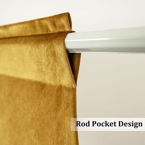 VOGOL Retro Velvet Curtains Valance, Super Soft Vintage Style Swag Valances for Small Windows, Short Rod Pocket Curtain for Living Dining Room, 52 x 18, 1 Panel, Gold in Kuwait