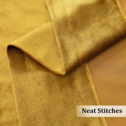 VOGOL Retro Velvet Curtains Valance, Super Soft Vintage Style Swag Valances for Small Windows, Short Rod Pocket Curtain for Living Dining Room, 52 x 18, 1 Panel, Gold in Kuwait