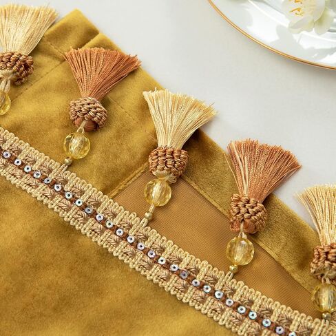 VOGOL Retro Velvet Curtains Valance, Super Soft Vintage Style Swag Valances for Small Windows, Short Rod Pocket Curtain for Living Dining Room, 52 x 18, 1 Panel, Gold in Kuwait