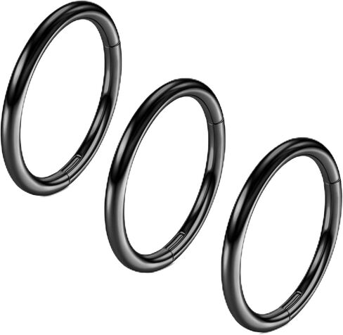 3-Pack Titanium Nose Rings Hoop Set: Hypoallergenic Women Cartilage Earrings Conch Piercing Jewelry 16G 18G 20G (6mm-12mm) Gold Black Silver Rose Gold in Saudi Arabia
