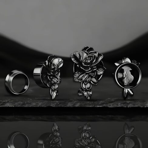 2PCS Flower Ear Gauges Stainless Steel Screw Back 0g 00g Ear Plugs Tunnels for Stretched Ears Hypoallergenic Ear Expander Body Jewelry for Women & Men(8mm-16mm) in Saudi Arabia