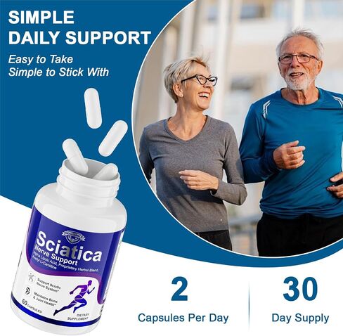 Sciatica Ease and Nerve Ease Supplement with Alpha Lipoic Acid, Acetyl L-Carnitine, Benfotiamine and B Vitamins for Sciatica, Hip, Buttocks and Nerve Comfort, 60 Capsules in Saudi Arabia