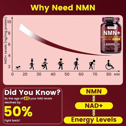 مكمل Liposomal NMN 1500 مجم، مكمل NMN بديل Liposomal NMN مع NAD، كيرسيتين، TMG، ريسفيراترول يدعم مستوى الطاقة وNAD، غير معدل وراثيًا، نباتي، تم اختباره من قبل طرف ثالث، 120 كبسولة نباتية in Kuwait