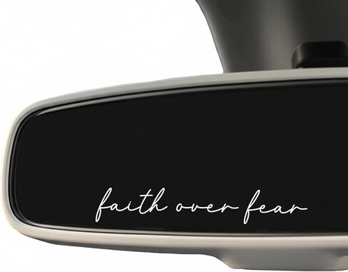3XFaith Over Fear Sticker, 4 Inch Christian Vinyl Decal, Inspirational Bible Quote Car Window Sticker, Religious Laptop Water Bottle Decal, Faith Gift for Women & Men (White) in Saudi Arabia
