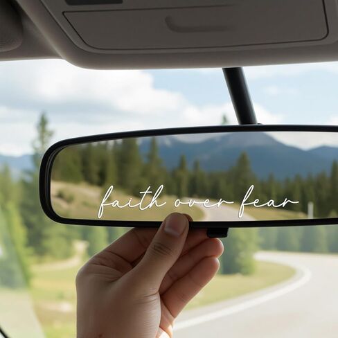 3XFaith Over Fear Sticker, 4 Inch Christian Vinyl Decal, Inspirational Bible Quote Car Window Sticker, Religious Laptop Water Bottle Decal, Faith Gift for Women & Men (White) in Saudi Arabia