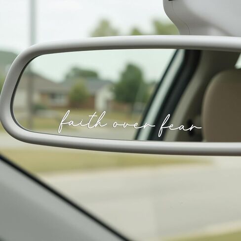 3XFaith Over Fear Sticker, 4 Inch Christian Vinyl Decal, Inspirational Bible Quote Car Window Sticker, Religious Laptop Water Bottle Decal, Faith Gift for Women & Men (White) in Saudi Arabia