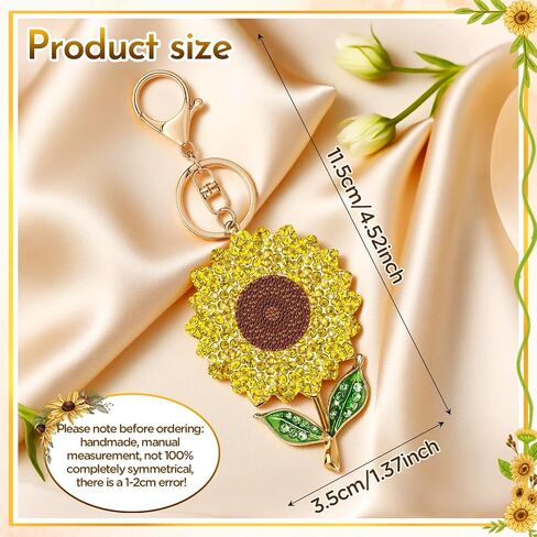 Sunflower Keychain Diamond Sunflower Bag Charm Key Chain Ring for Gift,Wallet,Keys,Handbag,Purse,Birthday in Saudi Arabia