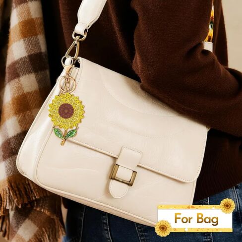 Sunflower Keychain Diamond Sunflower Bag Charm Key Chain Ring for Gift,Wallet,Keys,Handbag,Purse,Birthday in Saudi Arabia