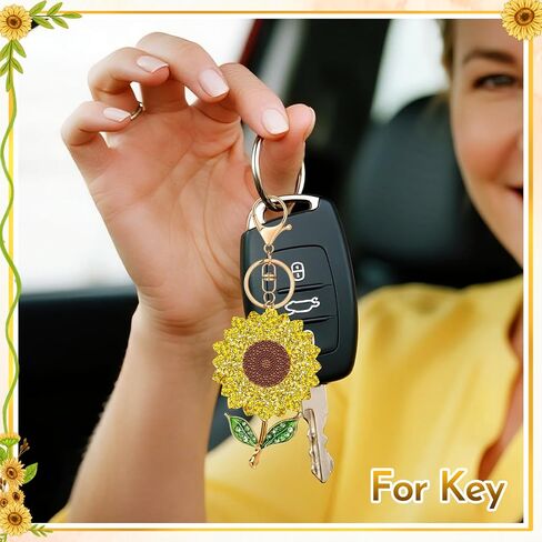 Sunflower Keychain Diamond Sunflower Bag Charm Key Chain Ring for Gift,Wallet,Keys,Handbag,Purse,Birthday in Saudi Arabia