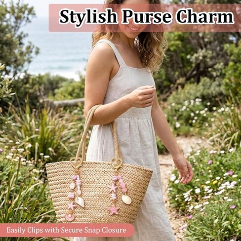 2 PCS Beach Keychain with Seashell and Starfish Charms, Coastal Bag Accessories for Women, Tropical Vacation Decor, Cute Beach Bag Charms for Ocean Lovers in Saudi Arabia