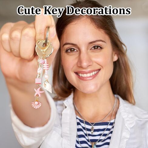 2 PCS Beach Keychain with Seashell and Starfish Charms, Coastal Bag Accessories for Women, Tropical Vacation Decor, Cute Beach Bag Charms for Ocean Lovers in Saudi Arabia