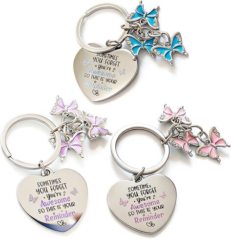 Ouyatoyu 3pcs Inspirational Butterfly Reminder Keychain Gifts for Women Encouragement Keyring Gift for Friends in Saudi Arabia