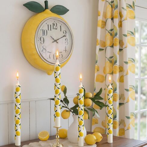 Lyrow 4 Pcs 3D Lemon Taper Candles Yellow Dinner Candles Long Unscented Candle Sticks Table Centrepieces for Home Mediterranean Amalfi Coast Summer Birthday Lemon Wedding Bridal Shower Party Decor in Kuwait