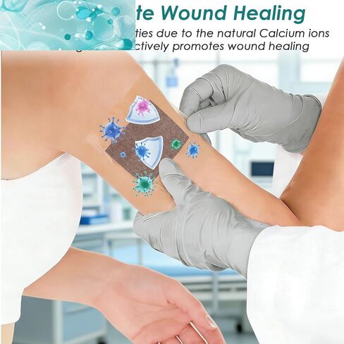 Silver Calcium Alginate Wound Dressing 4"x4" - Sterile Highly Absorbent Pads with Silver, Non-Stick Alginate Gauze for Wounds Care, Painless Removal, 10 Pack Individually Wrapped Dressings in Saudi Arabia