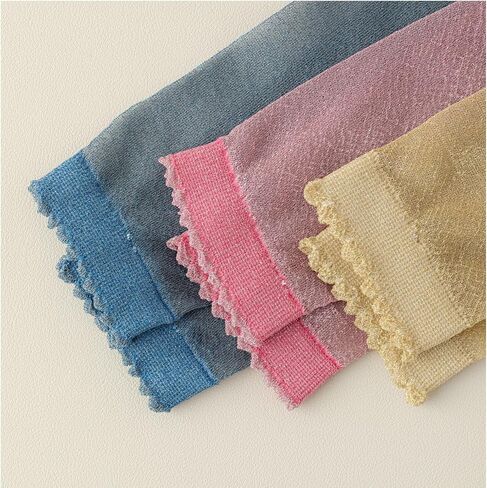 Women's Knee High Stockings 5 Pairs, Shiny Metallic Thread Soft Sheer, Non-Slip Lace Cuff, 5 Colors Black/Gold/Blue/Coffee/Pink,Size 5 to 7.5 in Saudi Arabia