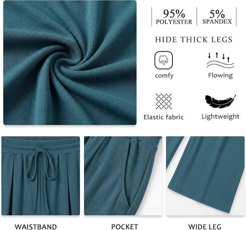 Anyhold Womens Casual Wide Leg Capri Pants High Waist Loose Culottes with Pockets in Saudi Arabia